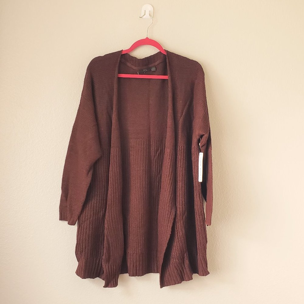 RDI Burgundy Mixed Stitch Shaker Knit Cardigan NWT
